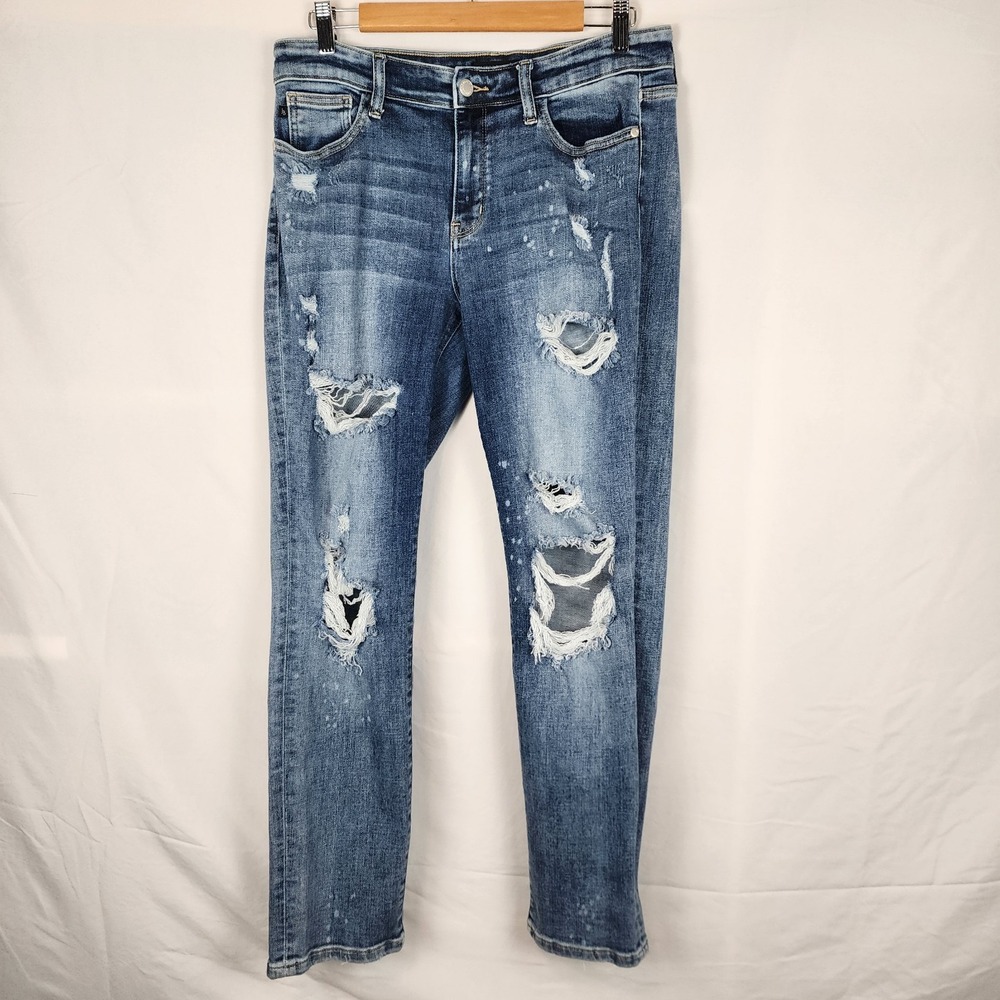 Judy Blue Boyfriend Fit Destroyed Distressed Blue Jeans Women's Size 30